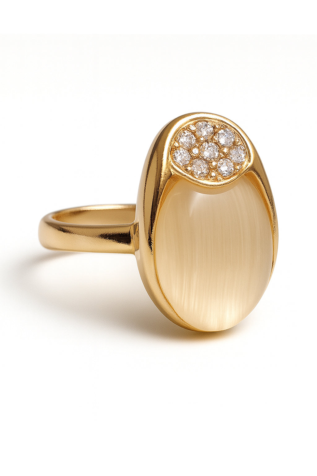 Jewello trendy gold-plated oval shape design with white stone stud chain pendant set for women and girls.