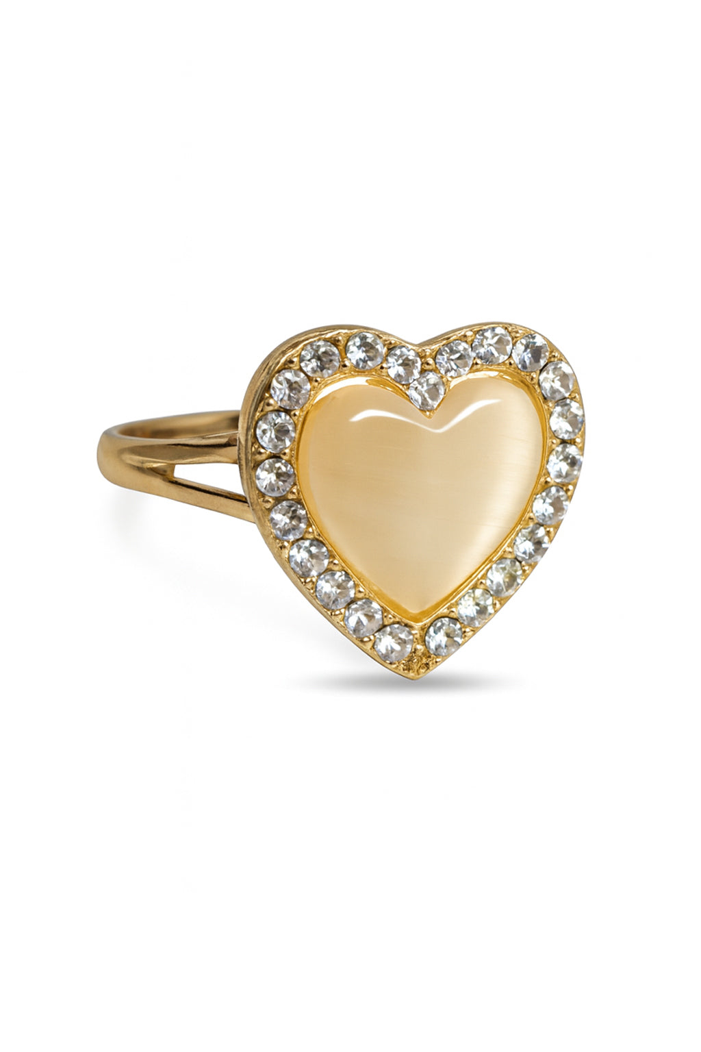 Jewello trendy gold-plated heart design and white stone stud chain pendant set for women and girls.