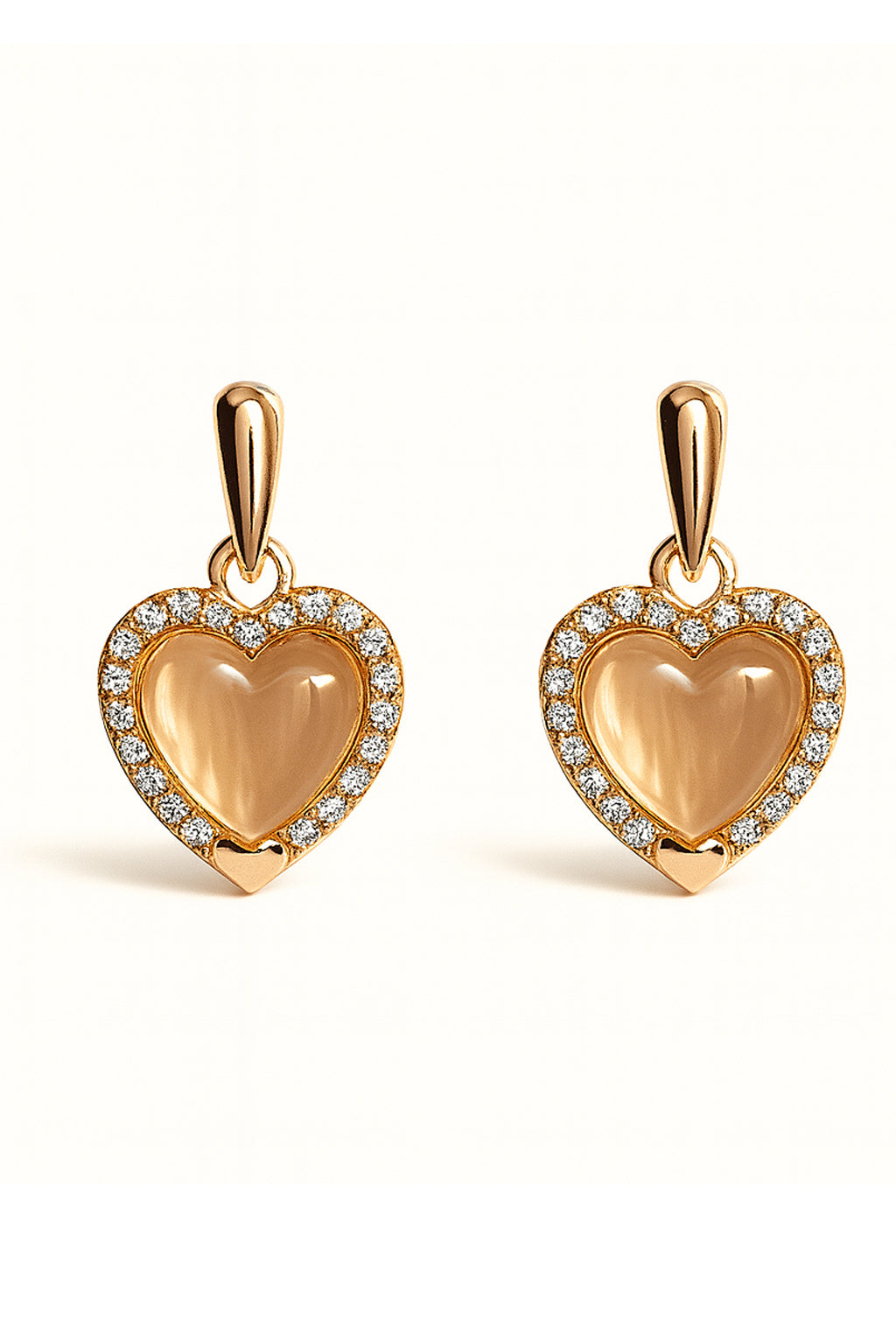 Jewello trendy rose gold-plated heart design with shimmering whit stone stud chain pendant set for women and girls.