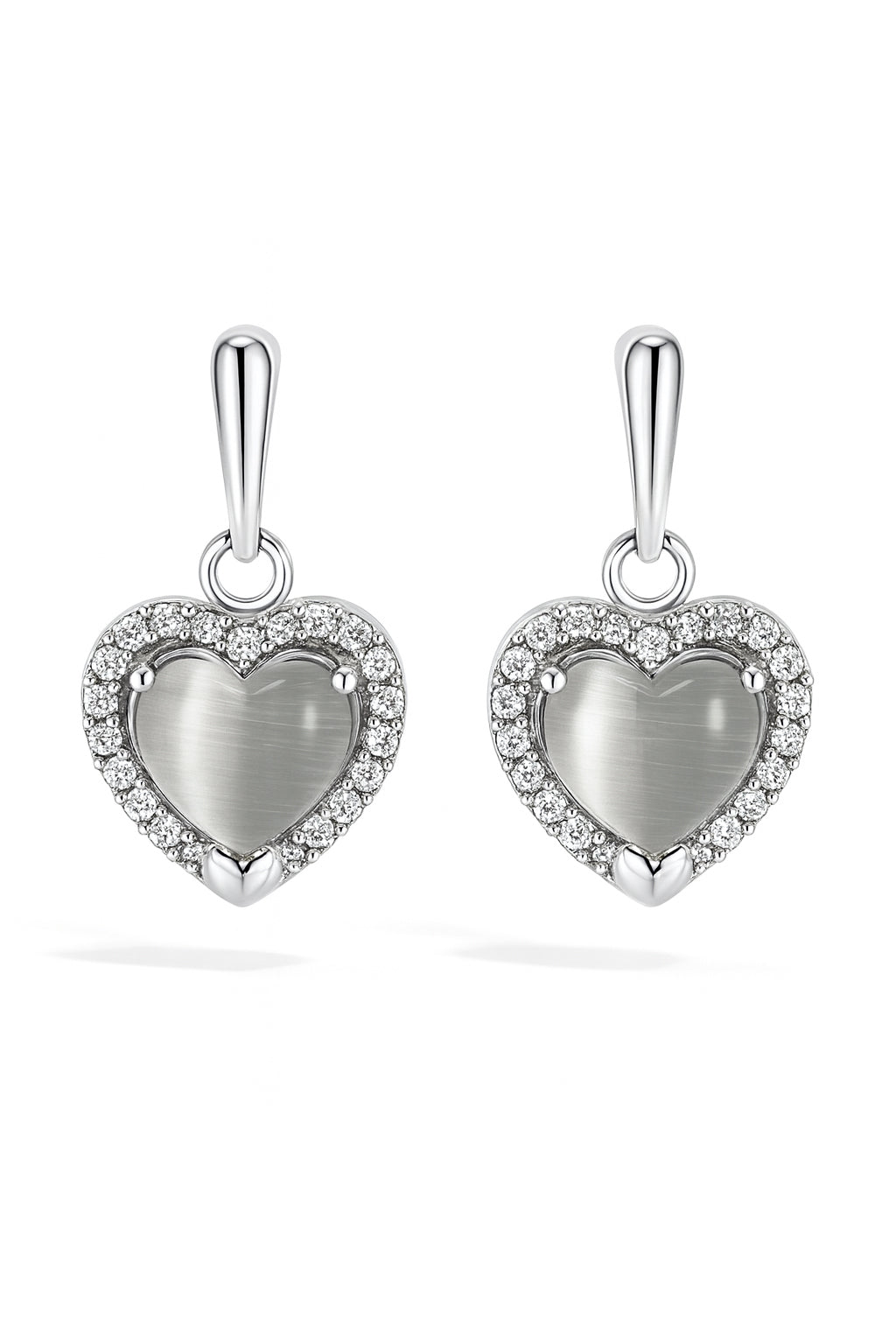 Jewello elegant silver-plated heart design with white stone stud sterling chain pendant set for women and girls.