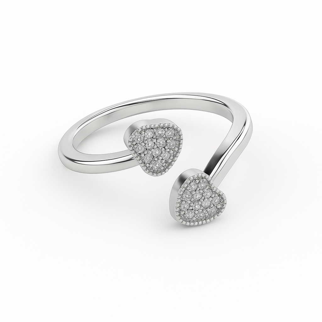 Jewello delicate silver plated and American diamond studded Adjustable finger ring for the women and girls.