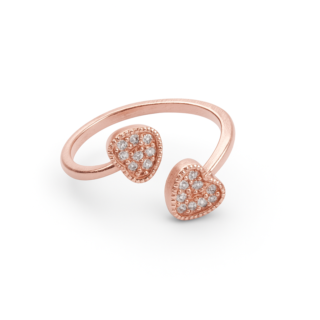 Jewello rose gold plated and studded American diamond illuminating adjustable finger ring for the women and girls.