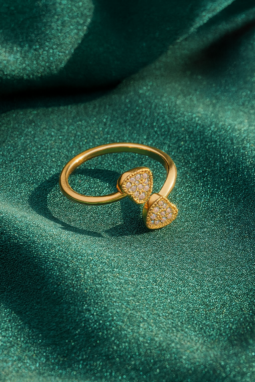 Jewello adorable gold plated and studded American diamond Adjustable finger ring for the women and girls.