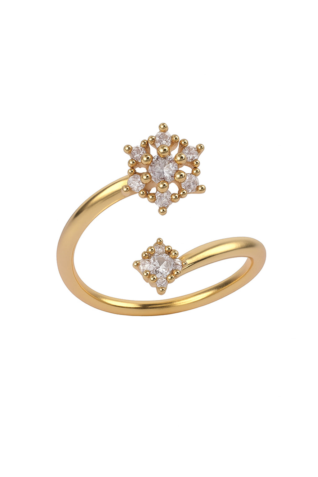Jewello gold plated fascinating floral design and studded American diamond Adjustable finger ring for the women and girls.
