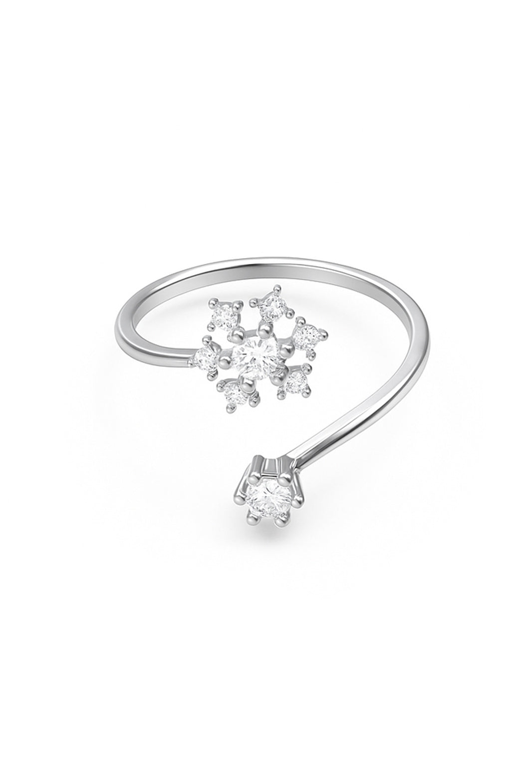 Jewello elegant silver plated and studded American diamond finger ring for the women and girls.