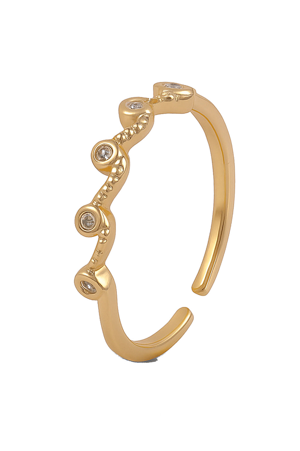 Jewello elegant gold plated and studded American diamond Adjustable finger ring for the women and girls.