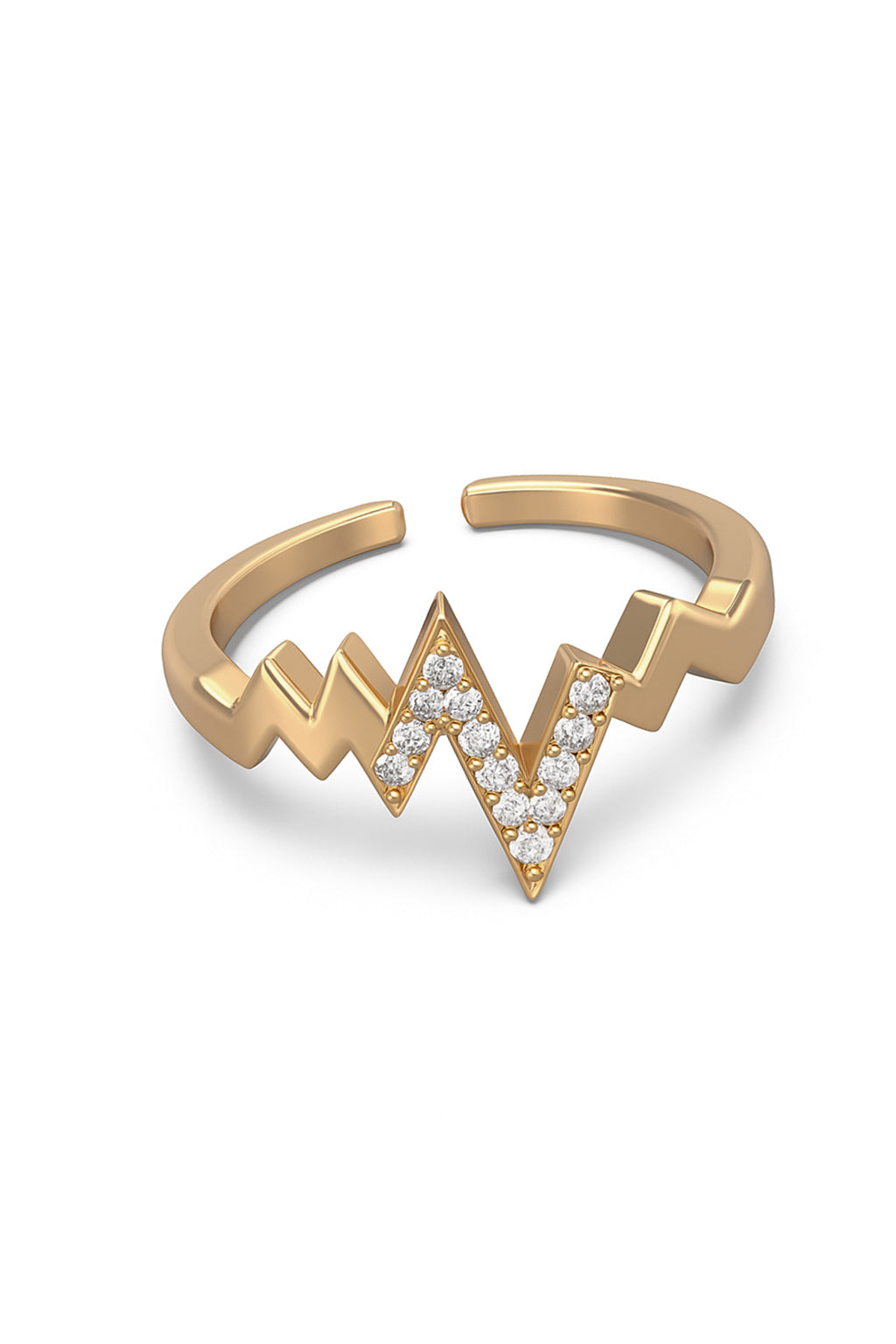 Jewello antique gold plated with a studded American diamond adjustable finger ring for women and girls.