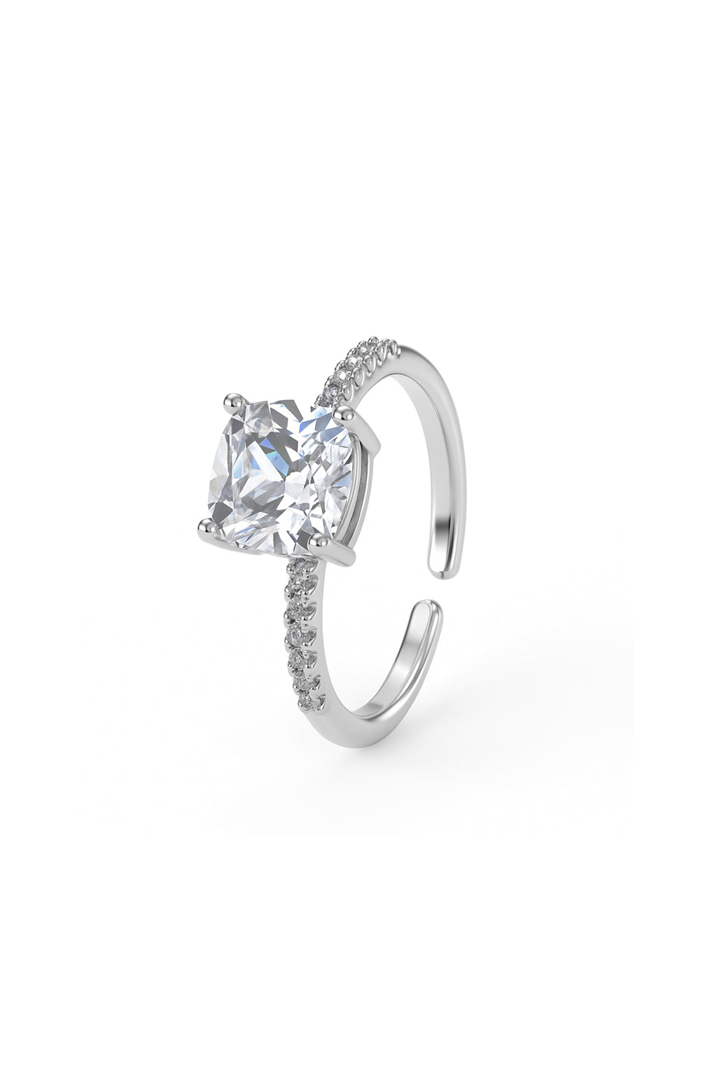 Jewello adorable silver plated and studded shimmering American diamond Adjustable finger ring for women and girls.