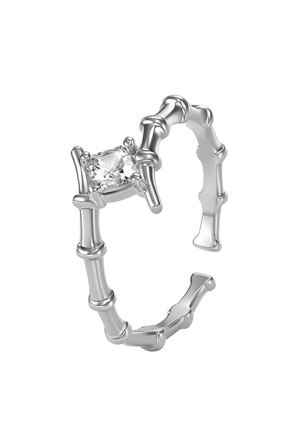 Jewello delicate silver plated and studded Shimmering American diamond adjustable finger ring for women and girls.