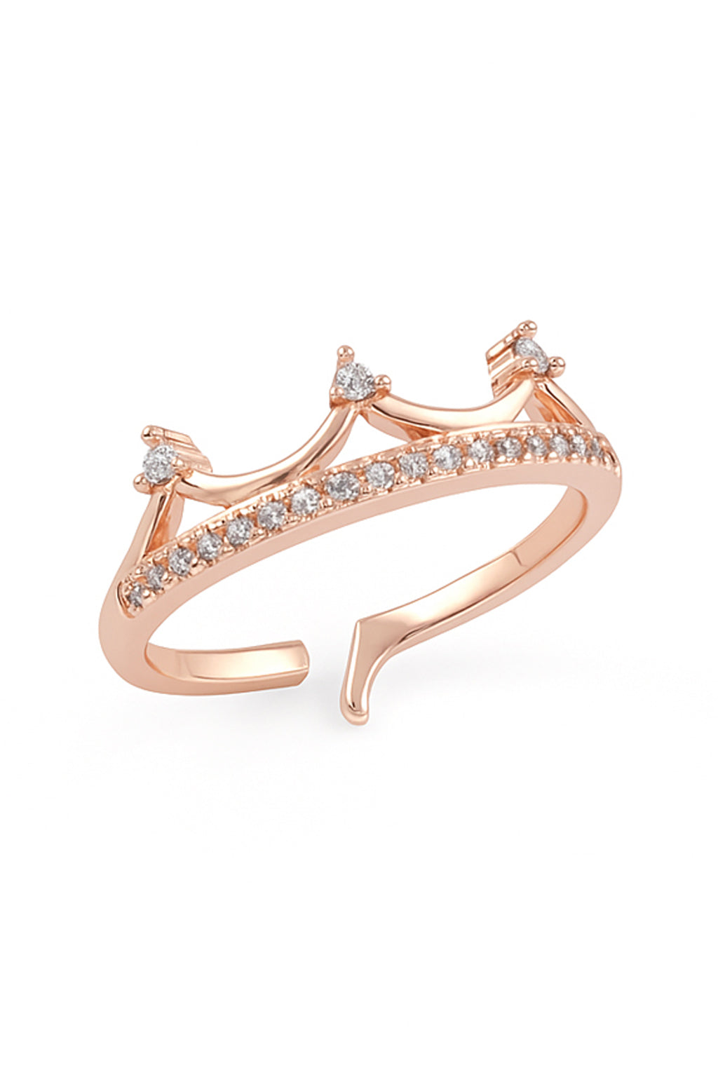 Jewello elegant rose gold-plated amazing design and studded American diamond Adjustable finger ring for women and girls.
