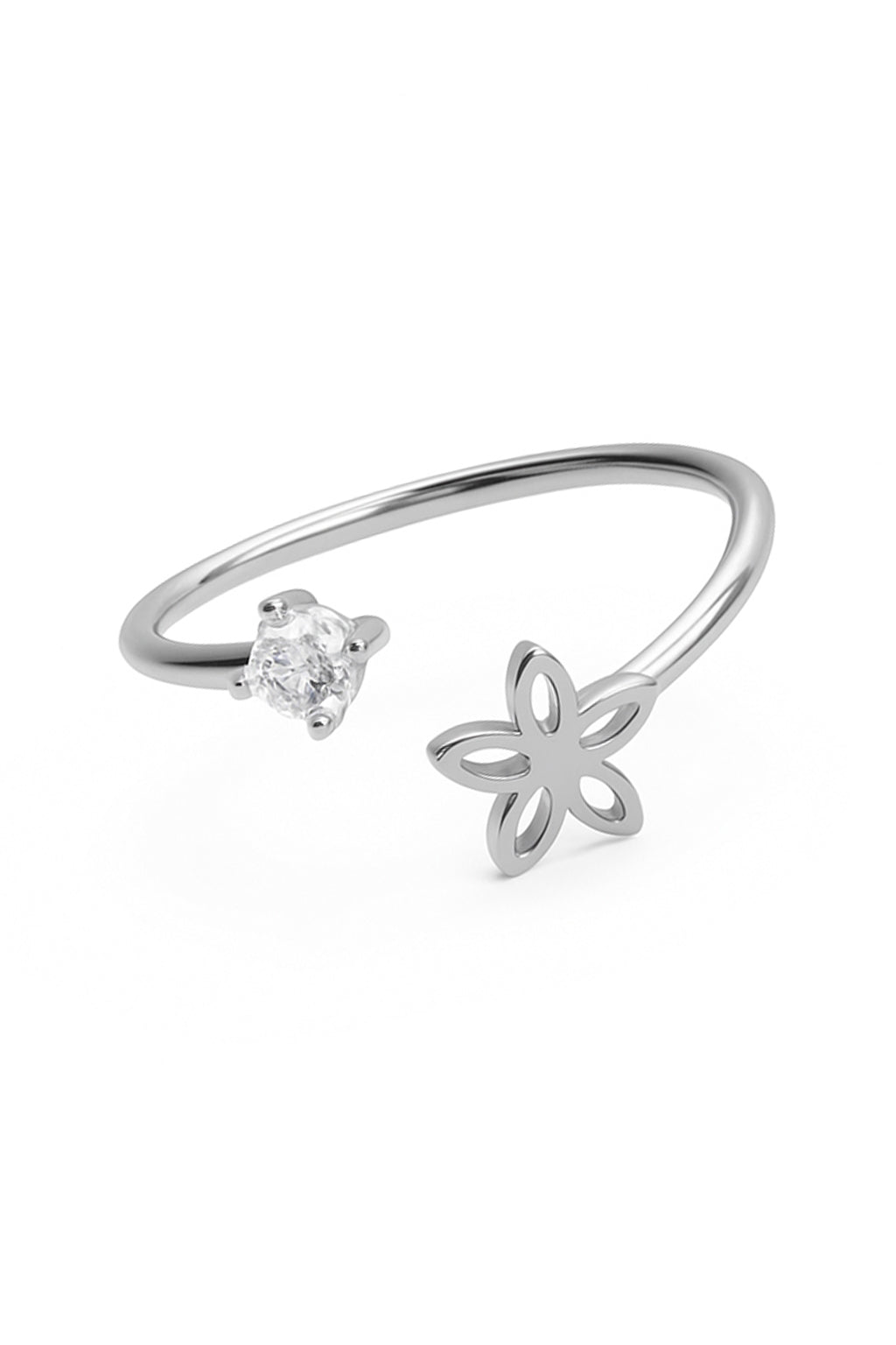Jewello silver platted illuminating floral design Adjustable finger ring for women and girls.