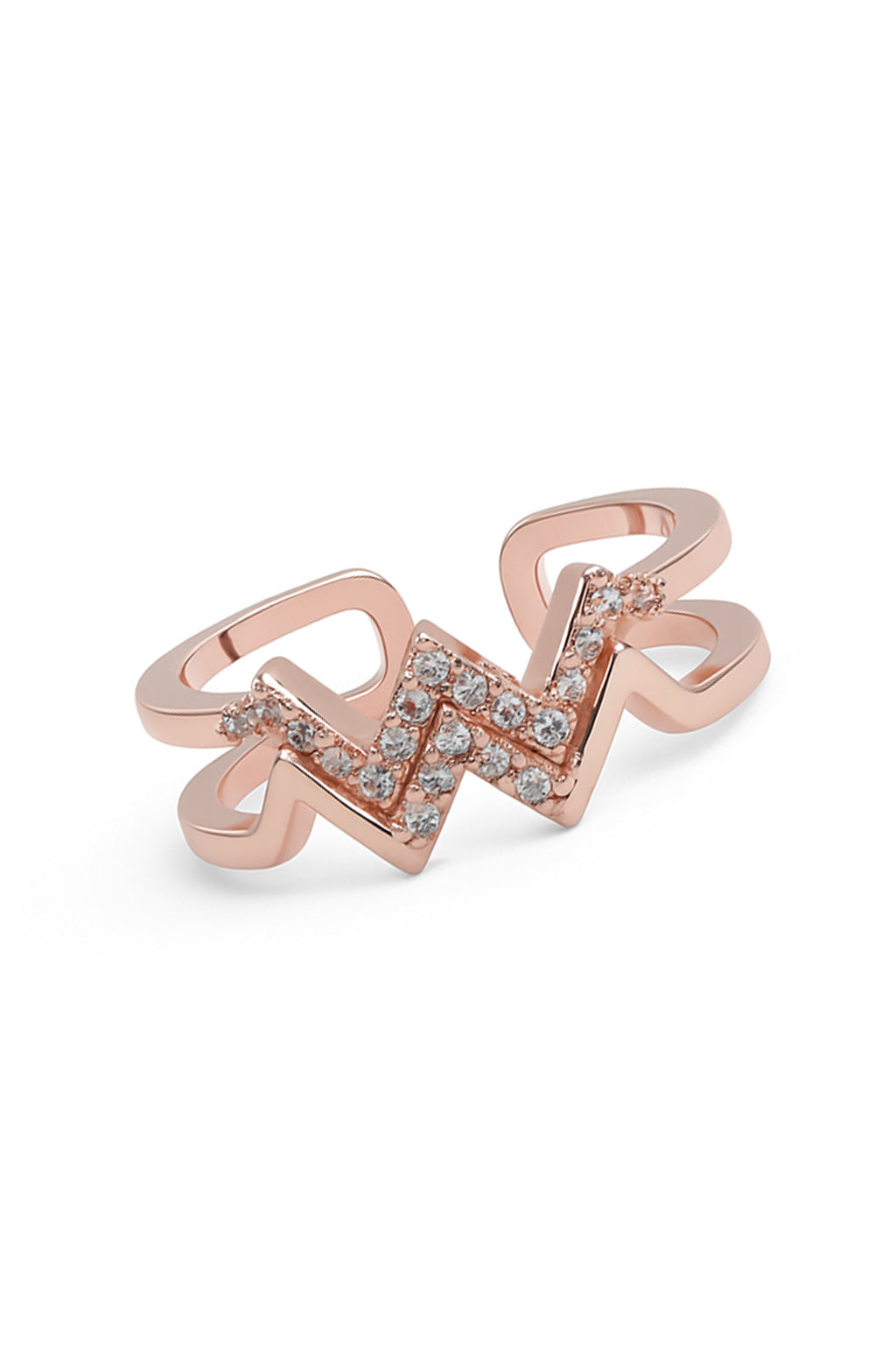 Jewello charming rose gold plated and studded American diamond Adjustable finger ring for women and girls.