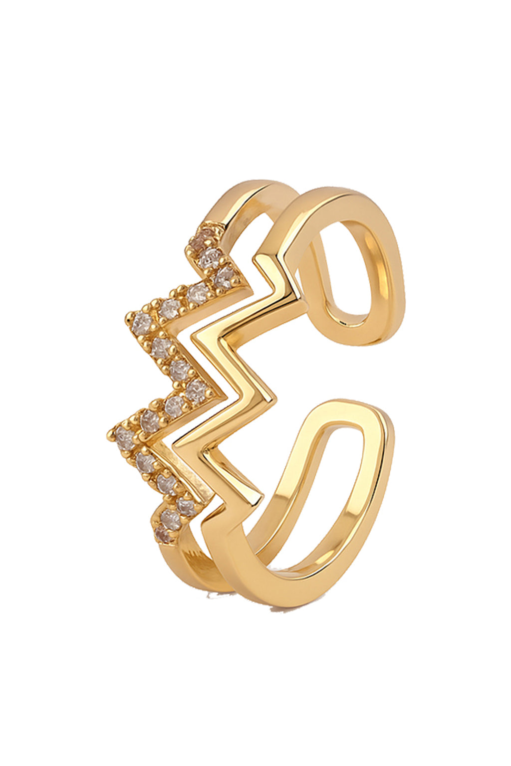 Jewello Adorable gold plated and studded shimmiring American diamond Adjustable finger ring for women and girls.