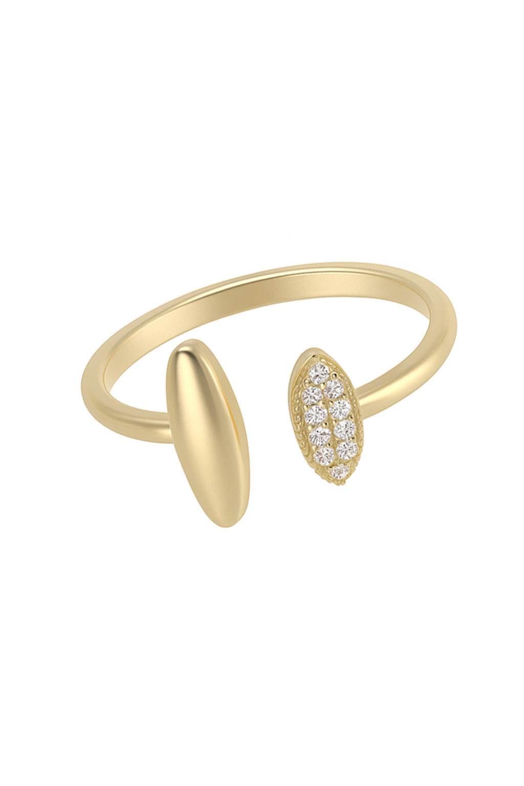 Jewello classy gold plated and studded oval shape shimmering American diamond Adjustable finger ring for women and girls