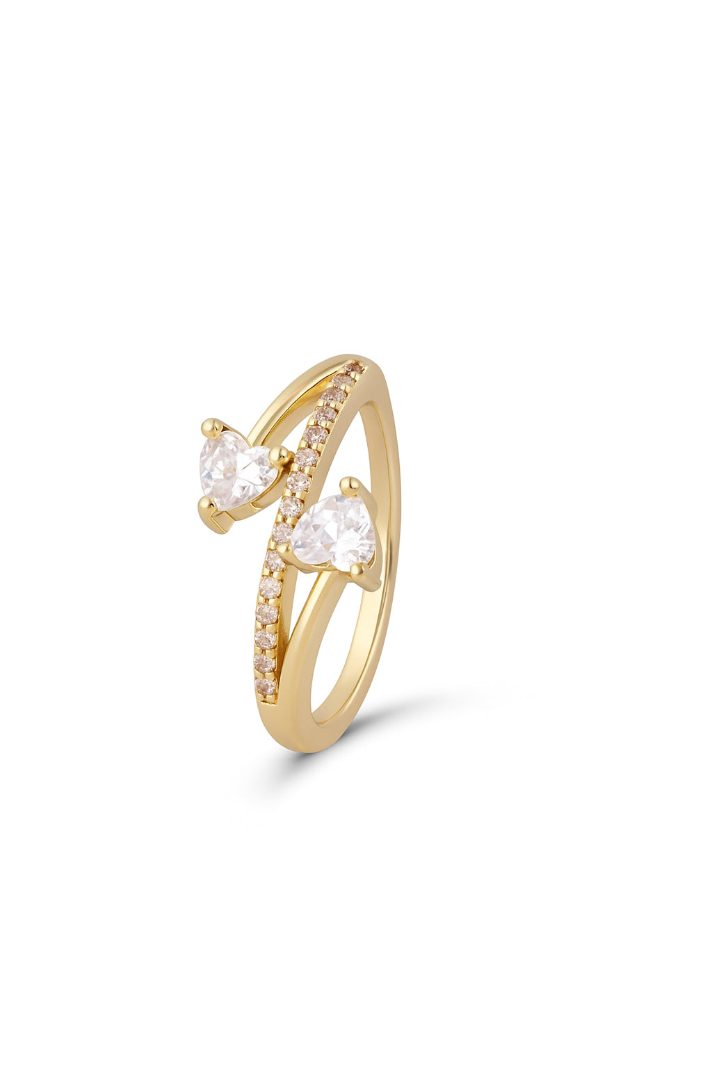 Jewello Adorable gold plated and studded shimmering white stone with an American diamond Adjustable finger ring for women and girls.