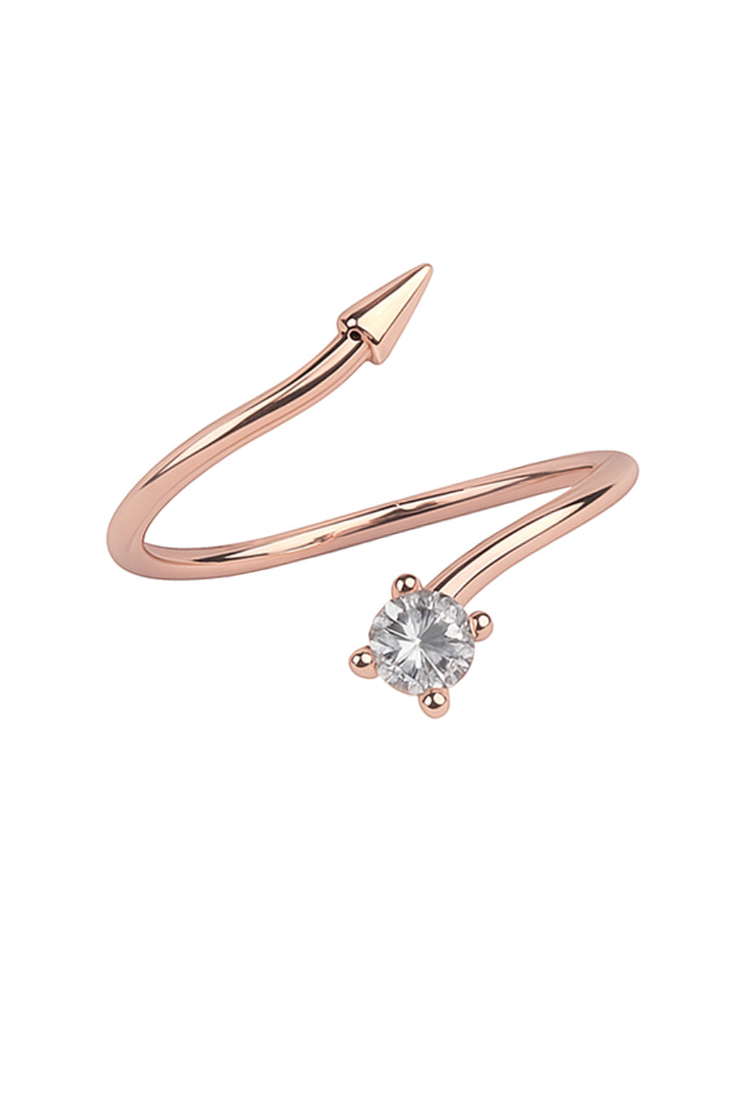 Jewello ornamental rose gold plated and studded shimmering white stone Adjustable finger ring for women and girls.