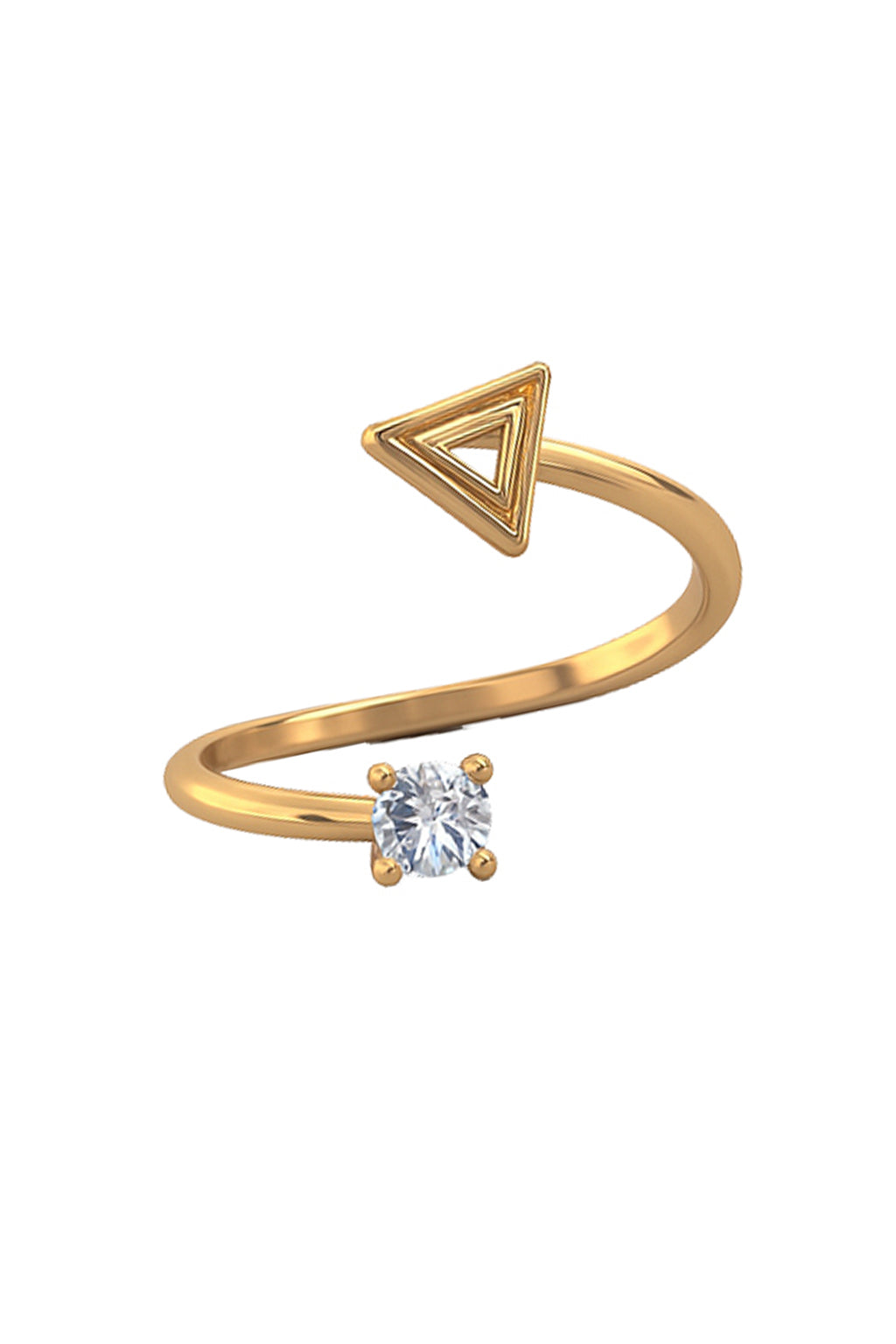 Jewello gorgeous gold-plated Tringale design and studded shimmering white American diamond Adjustable finger ring for women and girls.