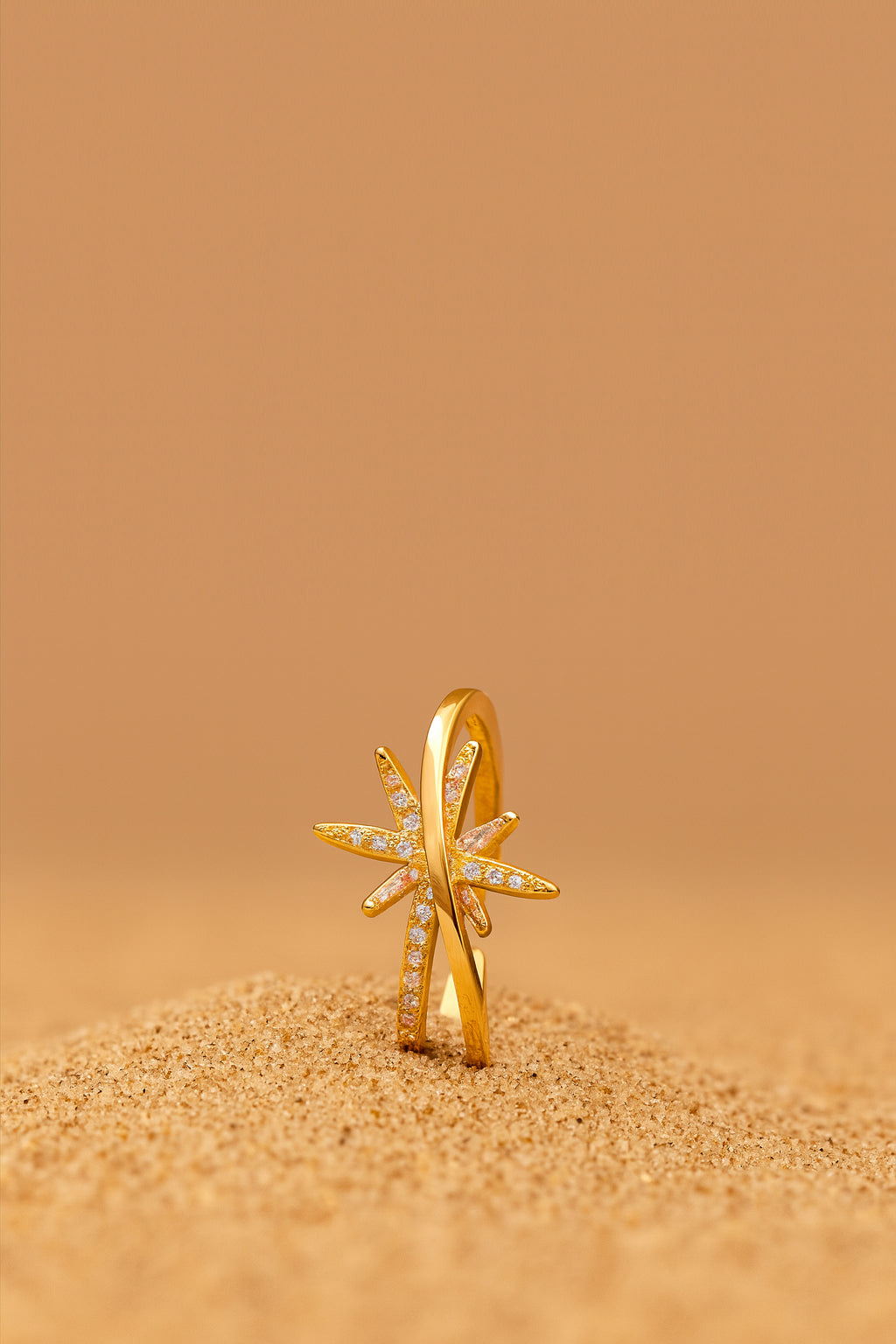 Jewello beautifully gold plated and floral design and studded American diamond Adjustable finger ring for women and girls.