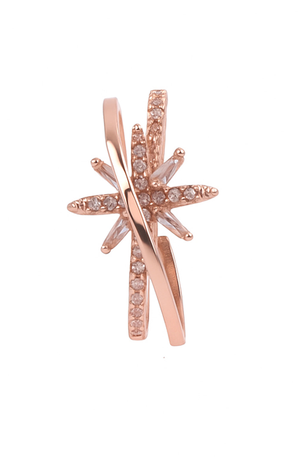 Jewello Adorable rose gold-plated floral design and studded American diamond Adjustable finger ring for women and girls.