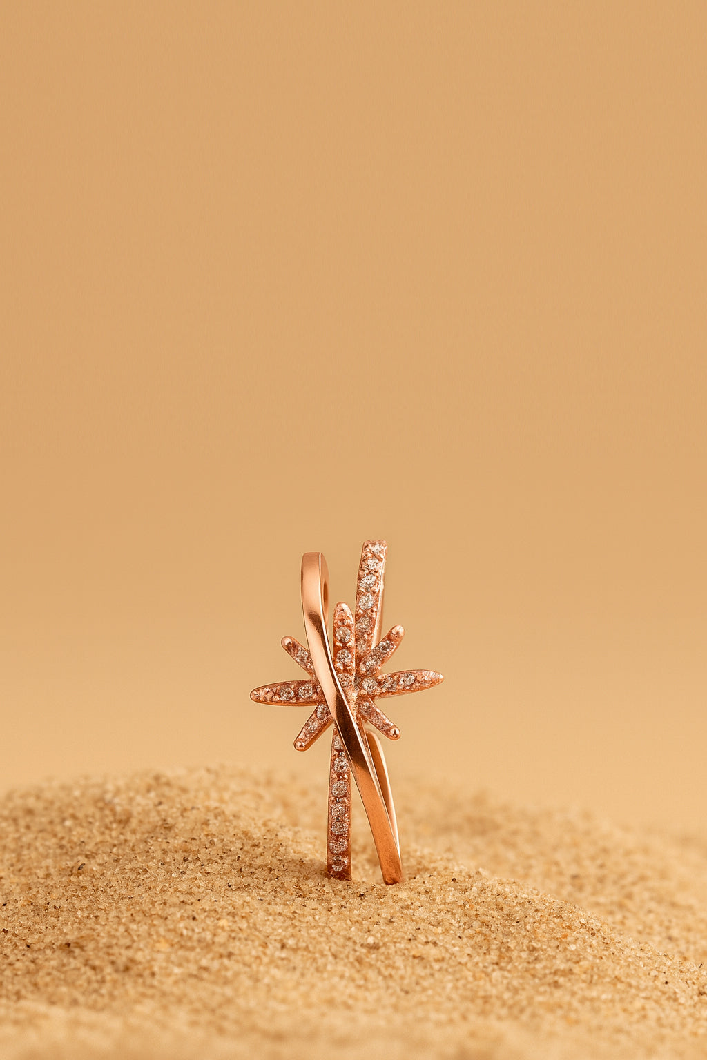 Jewello Adorable rose gold-plated floral design and studded American diamond Adjustable finger ring for women and girls.
