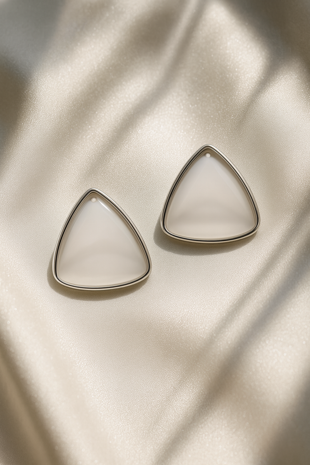 Jewello delicate silver-plated triangle design with white stone stud anti tarnish Korean earring for women and girls.