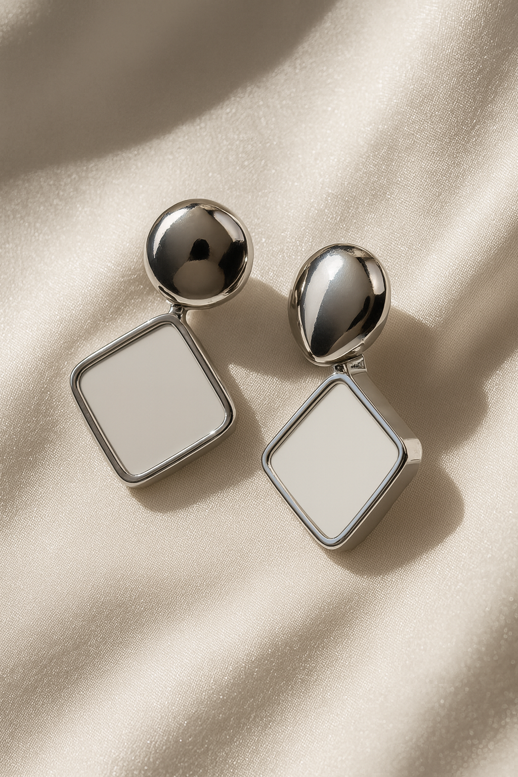 Jewello silver plated square design dangle Korean earring for women and girls.