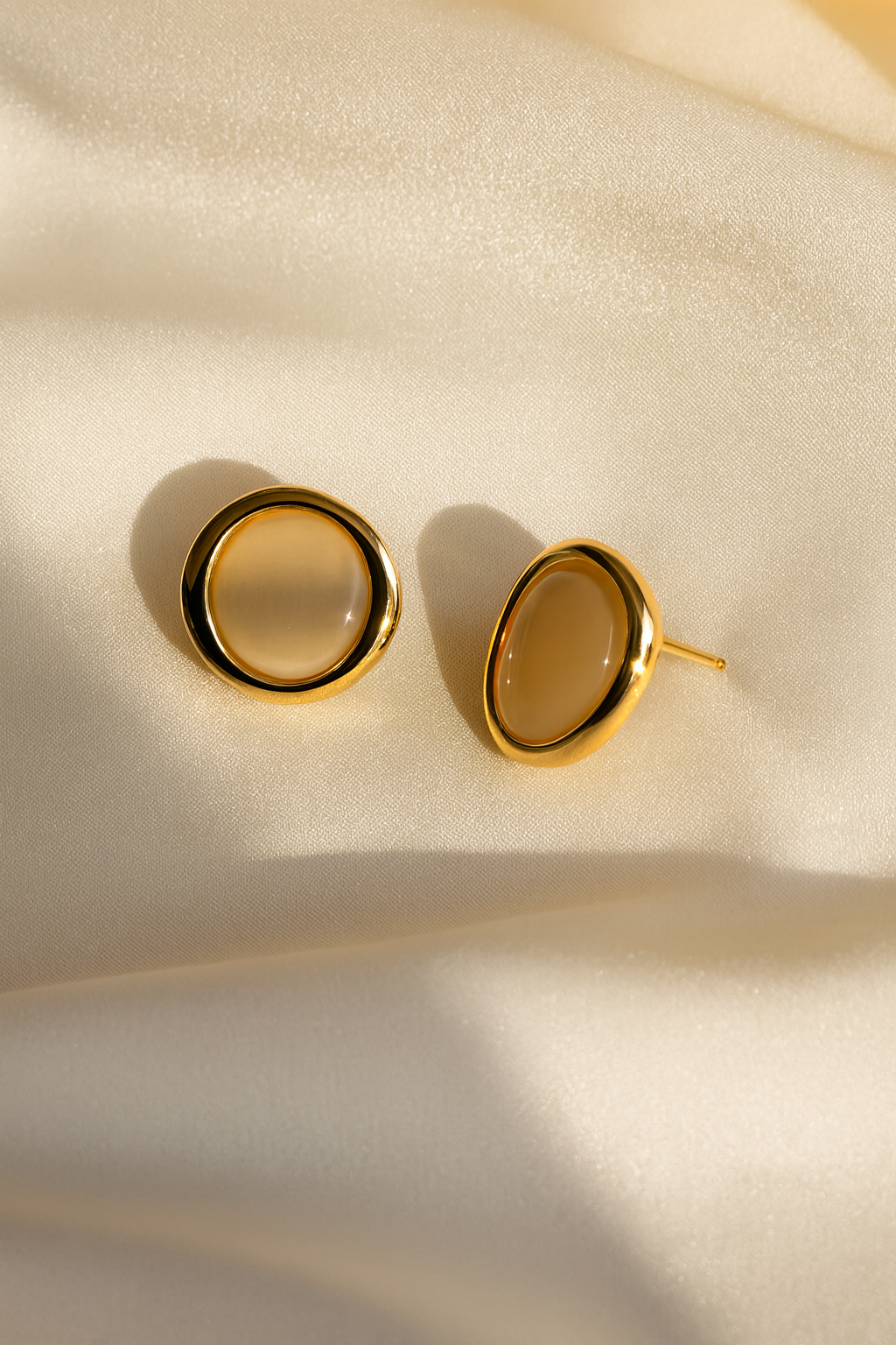 Jewello fancy gold plated round shape design with stone stud dainty Korean earring for women and girls.