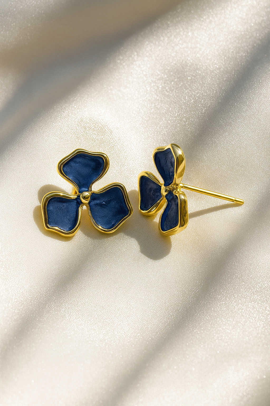 Jewello alluring gold plated flower design with grey stone stud Korean earring for women and girls.