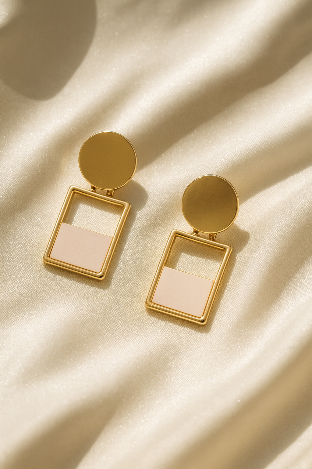 Jewello golden finish multi shape design anti tarnish Korean earring for women and girls.