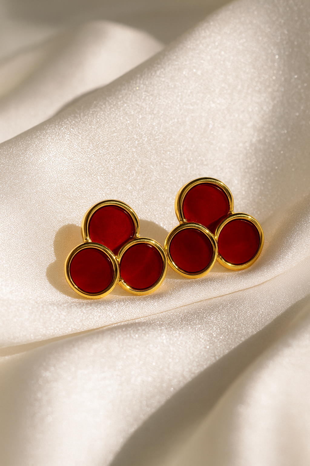 Jewello delicate gold-plated red color dainty Korean earring for women and girls.