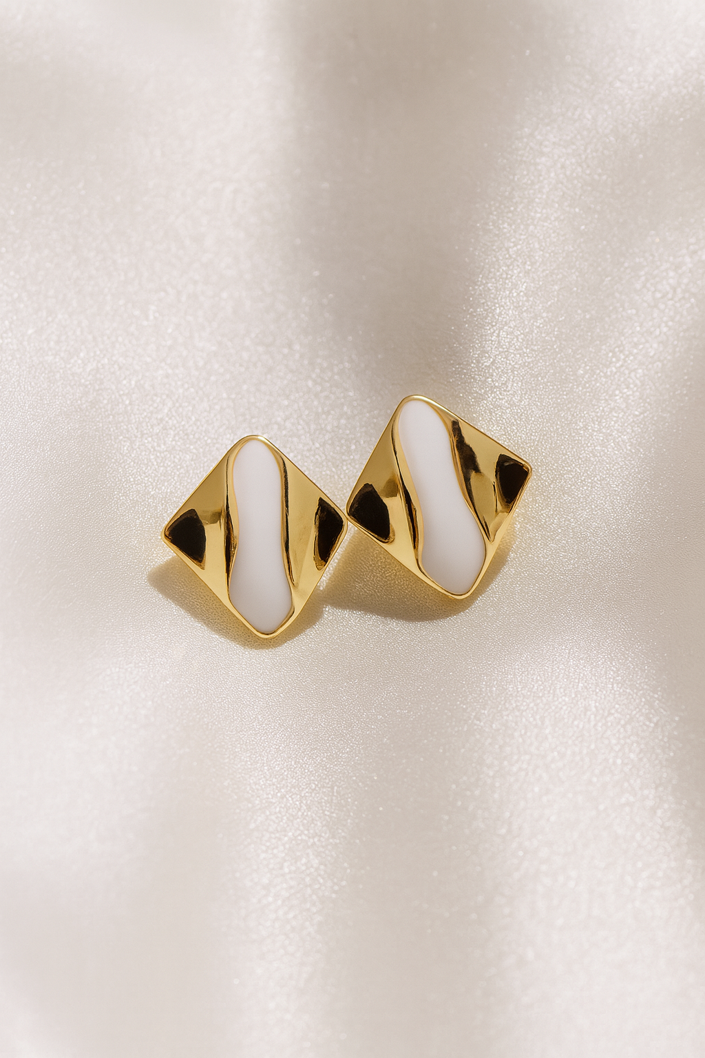 Jewello sterling square design and stainless stell with white stone stud korean earring for women and girls. Daily wear earring. Office wear earring. Party wear earring. Gift for her.