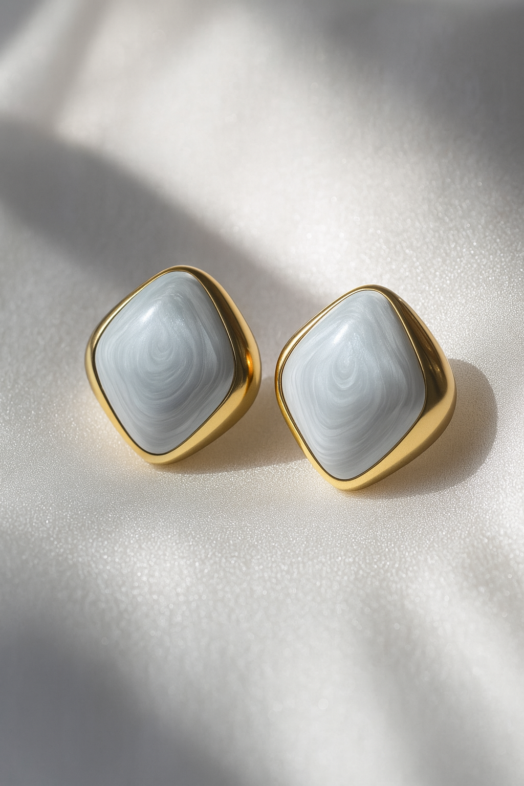 Jewello trendy gold-plated square design and white stone stud dainty Korean earring for women and girls.