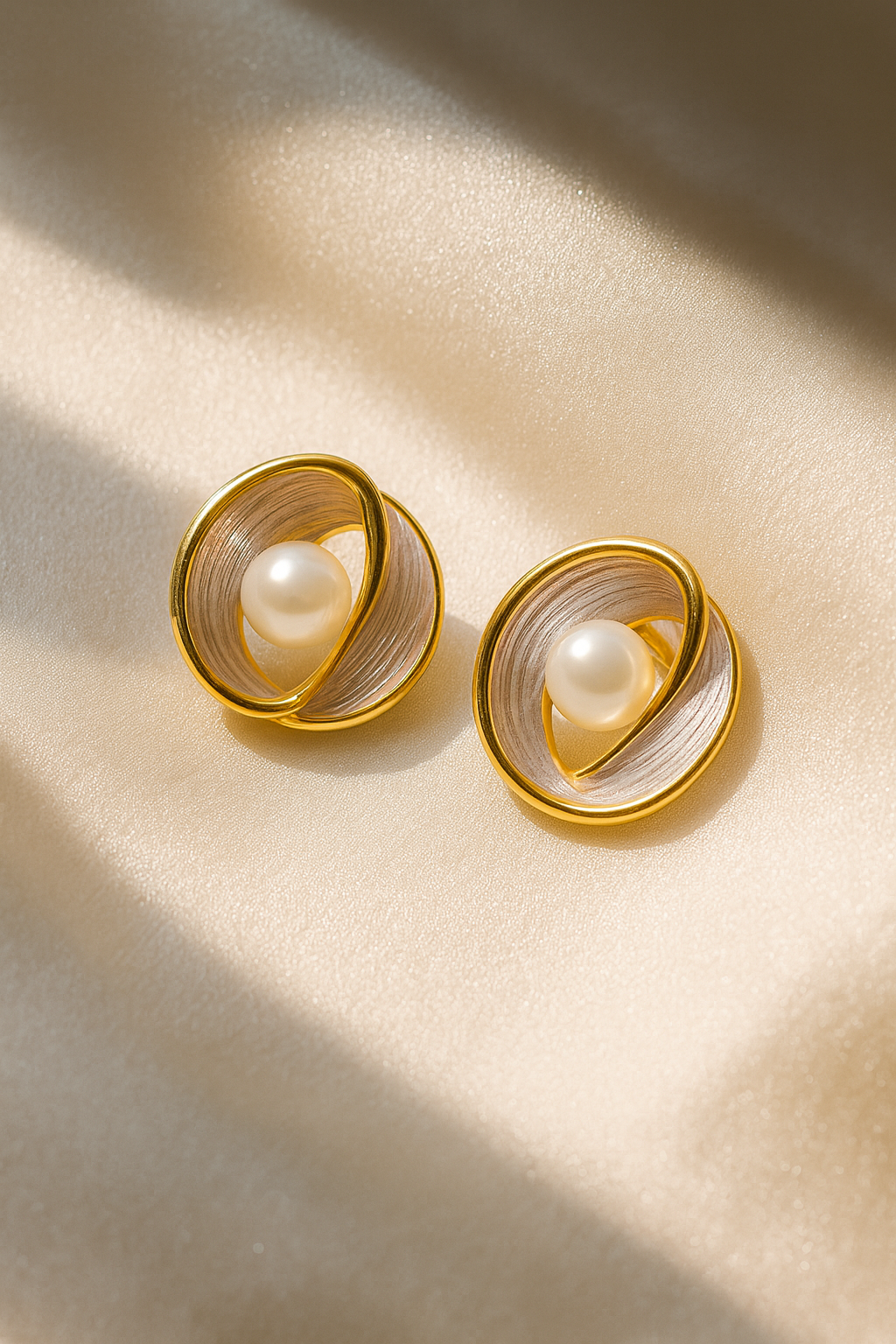 Jewello beautiful gold-plated pink colour and pearl stud dainty Korean earring for women and girls.