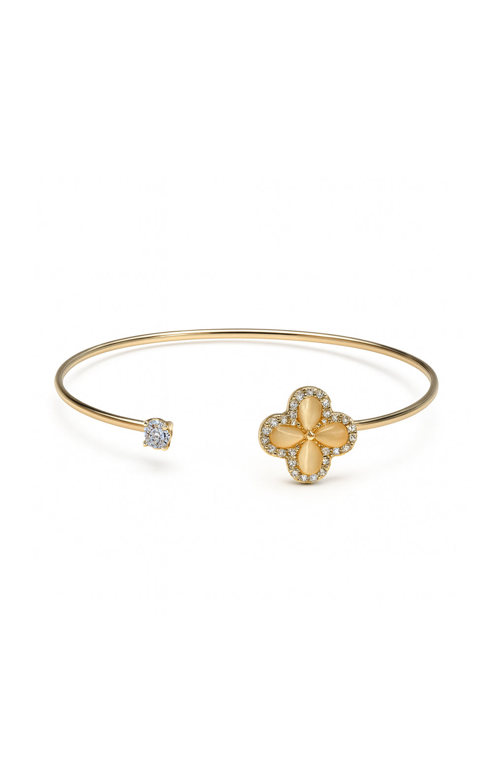 Jewello fashionable gold-plated floral design with golden stone stud cuff bracelet, Kada bracelet for women and girls.