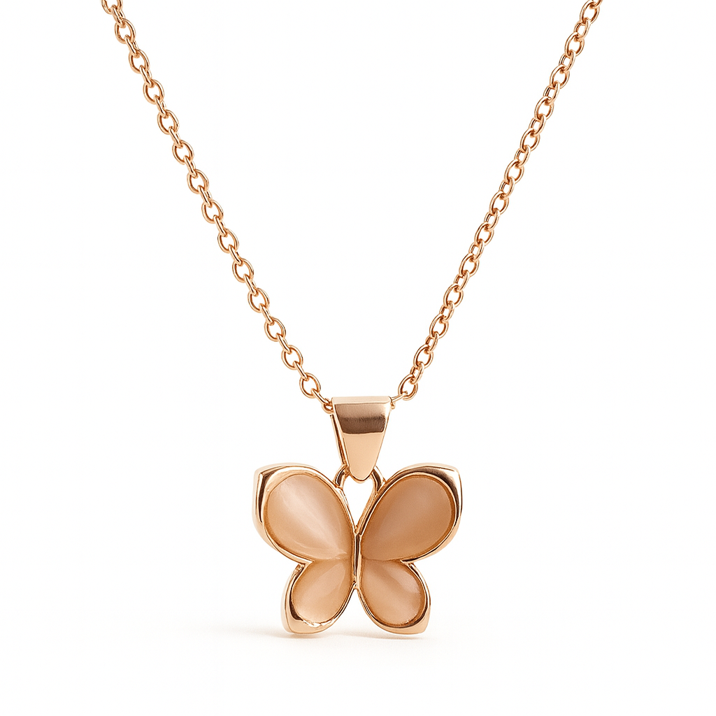 Jewello elegant rose gold-plated floral design with pink stone stud chain pendant set for women and girls.