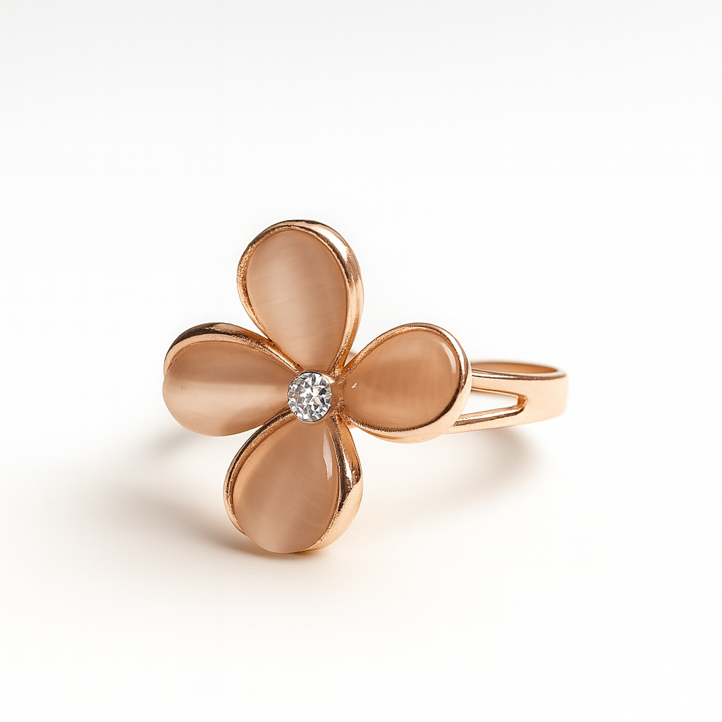 Jewello fashionable rose gold plated floral design with light white stone stud chain pendant set for women and girls.