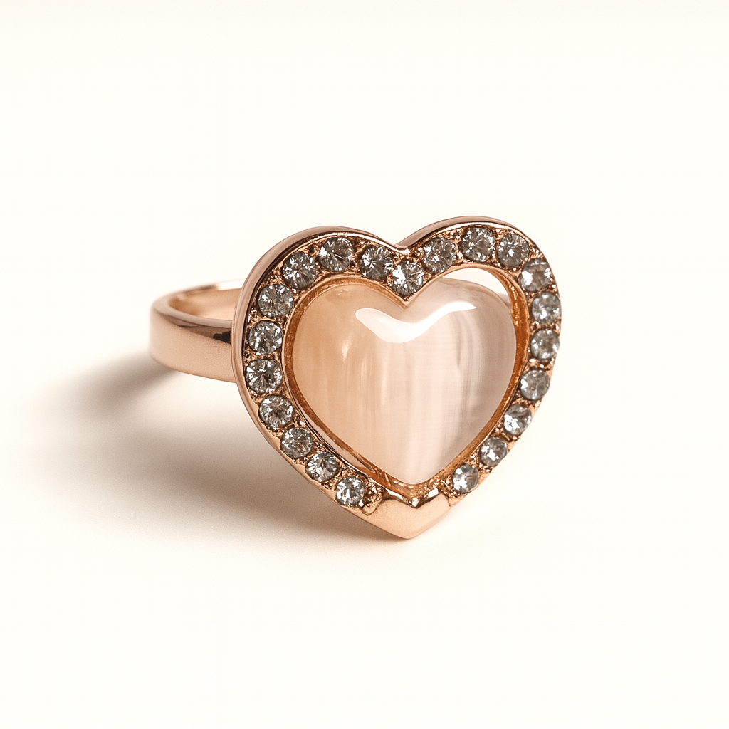 Jewello trendy rose gold-plated heart design with shimmering whit stone stud chain pendant set for women and girls.