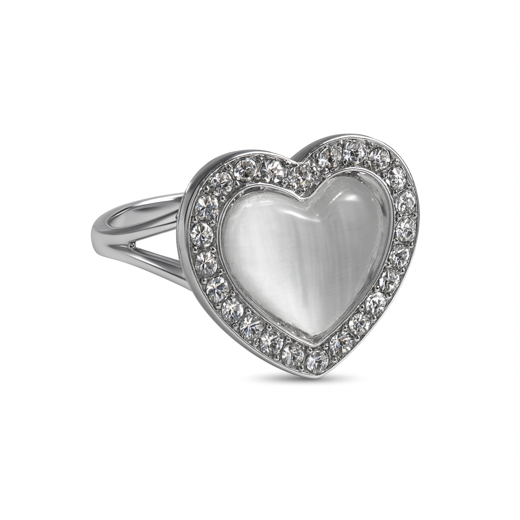 Jewello elegant silver-plated heart design with white stone stud sterling chain pendant set for women and girls.