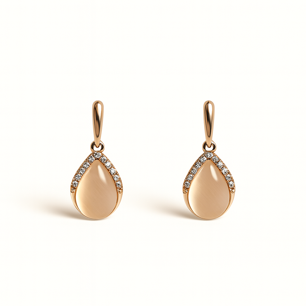 Jewello Adorable rose gold-plated oval shape design with white stone stud chain pendant set for women and girls.