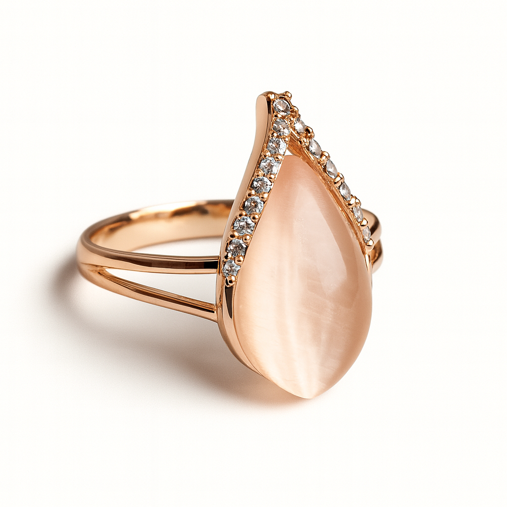 Jewello Adorable rose gold-plated oval shape design with white stone stud chain pendant set for women and girls.