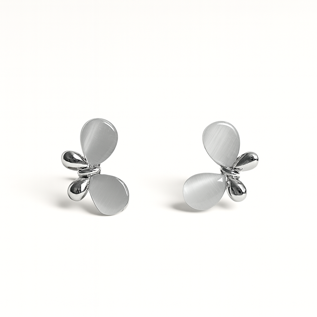 Jewello fancy silver plated floral design with white stone stud chain pendant set for women and girls.