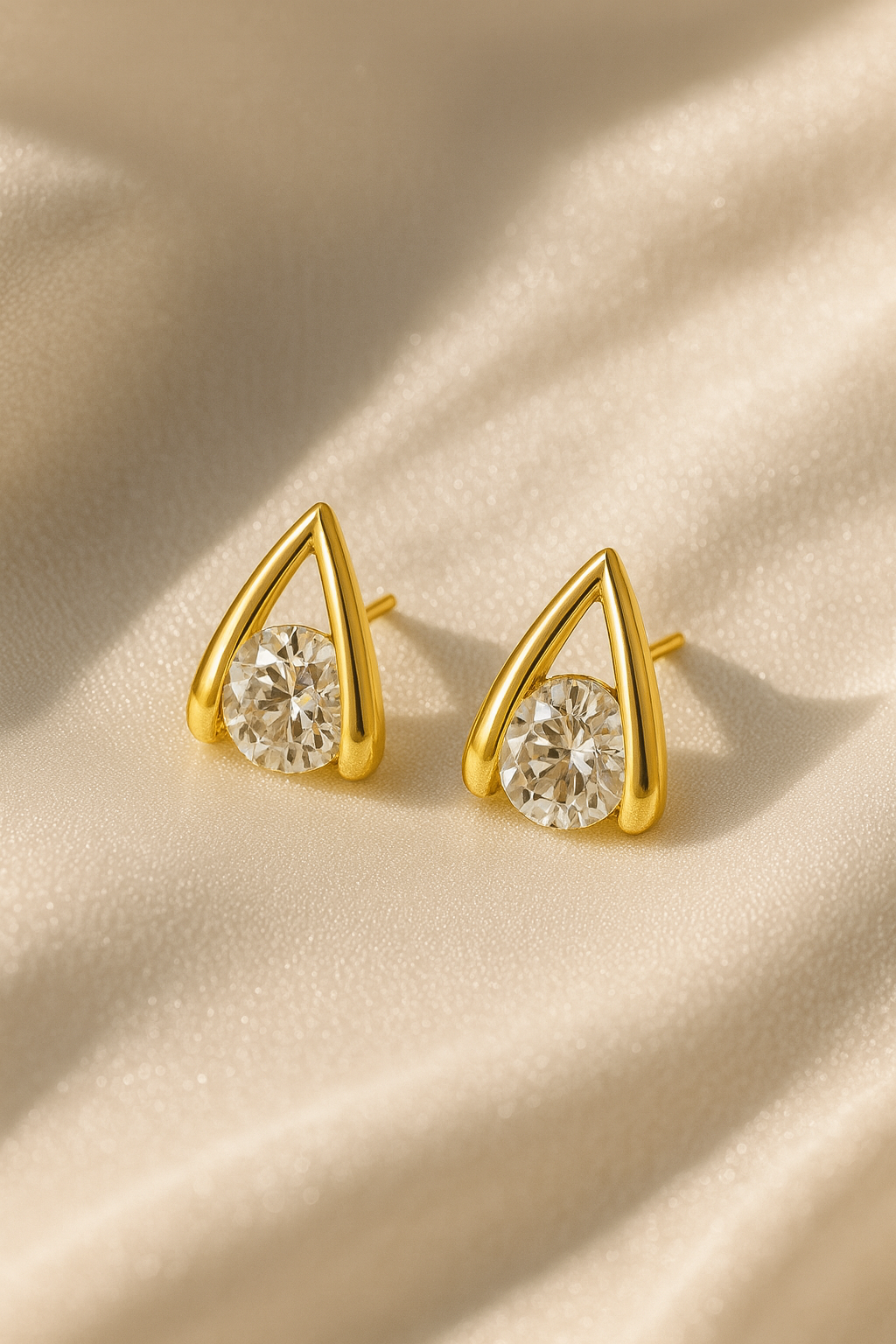Jewello trendy golden finish and white stone stud Korian earring for women and girls.