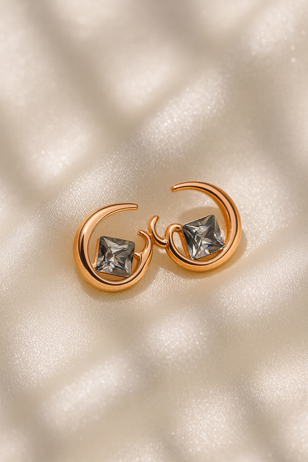 Jewello alluring rose gold finish with shimmering white stone stud Korean earring for women and girls.