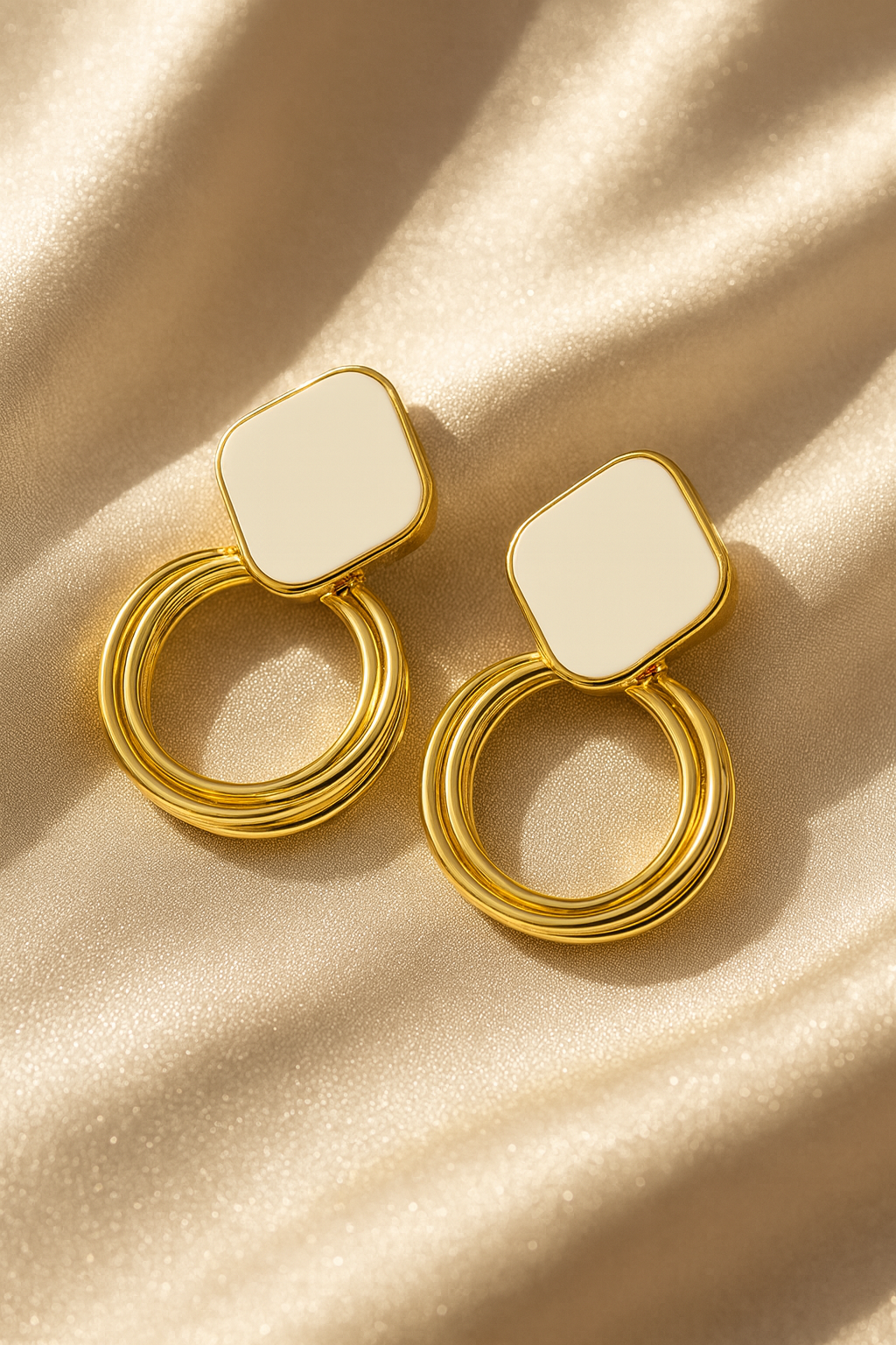 Jewello sterling dainty golden finish Korean earring for women and girls.