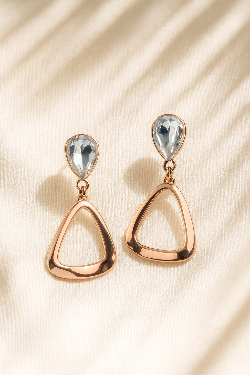 Jewello sterling fashionable rose gold plated droplet Korean earring for women and girls.