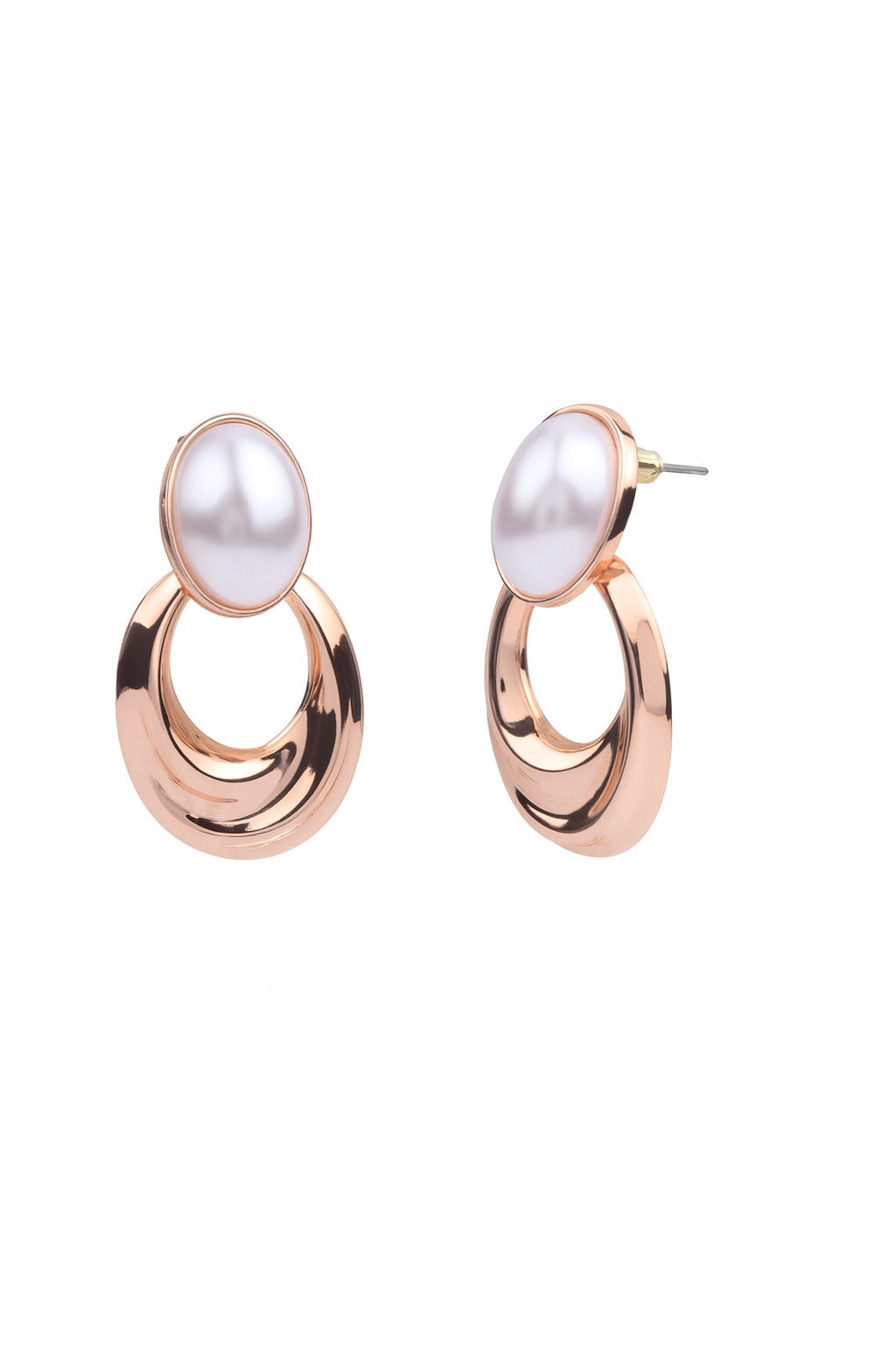 Jewello alluring dainty rose gold plated with oval pearl stud anti tarnish Krean earring for women and girls.