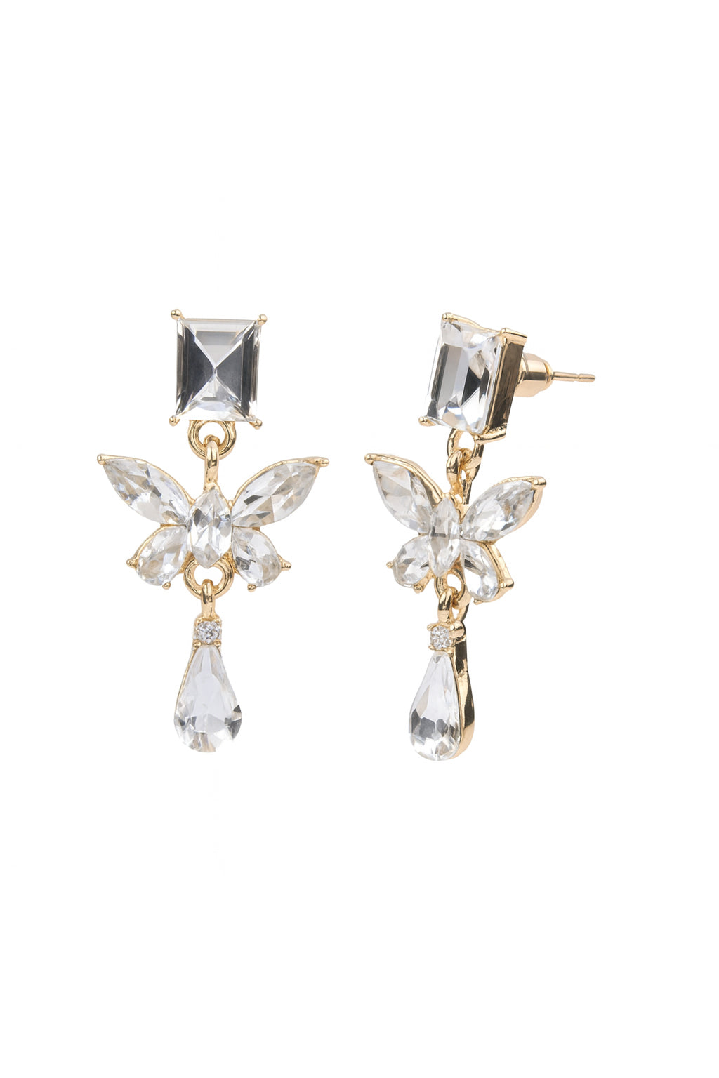 Jewello delicate silver-plated butterfly design with studded shimmering white stone anti tarnish earring for women and girls.