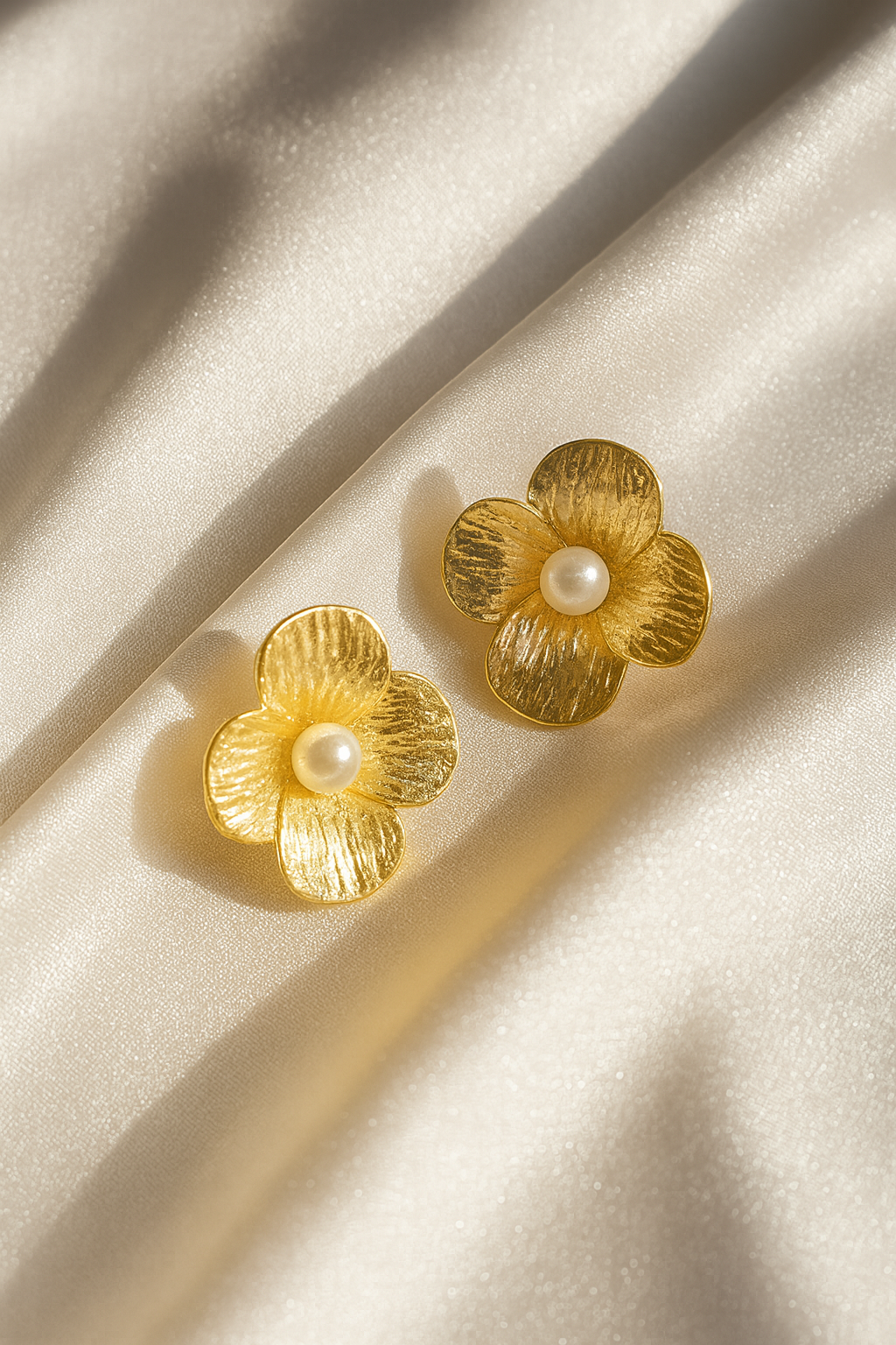 Jewello gorgeous sterling gold plated floral design and stud pearl bead anti tarnish Korean earring for women and girls.