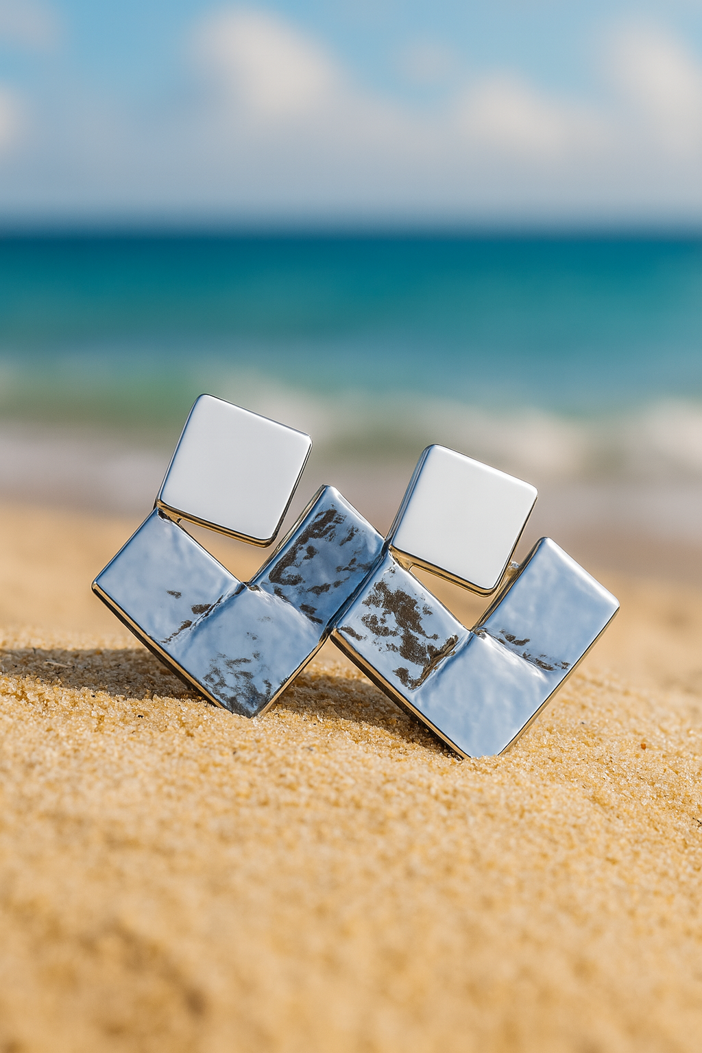 Jewello alluring silver plated square design anti tarnish Korean earring for women and girls.