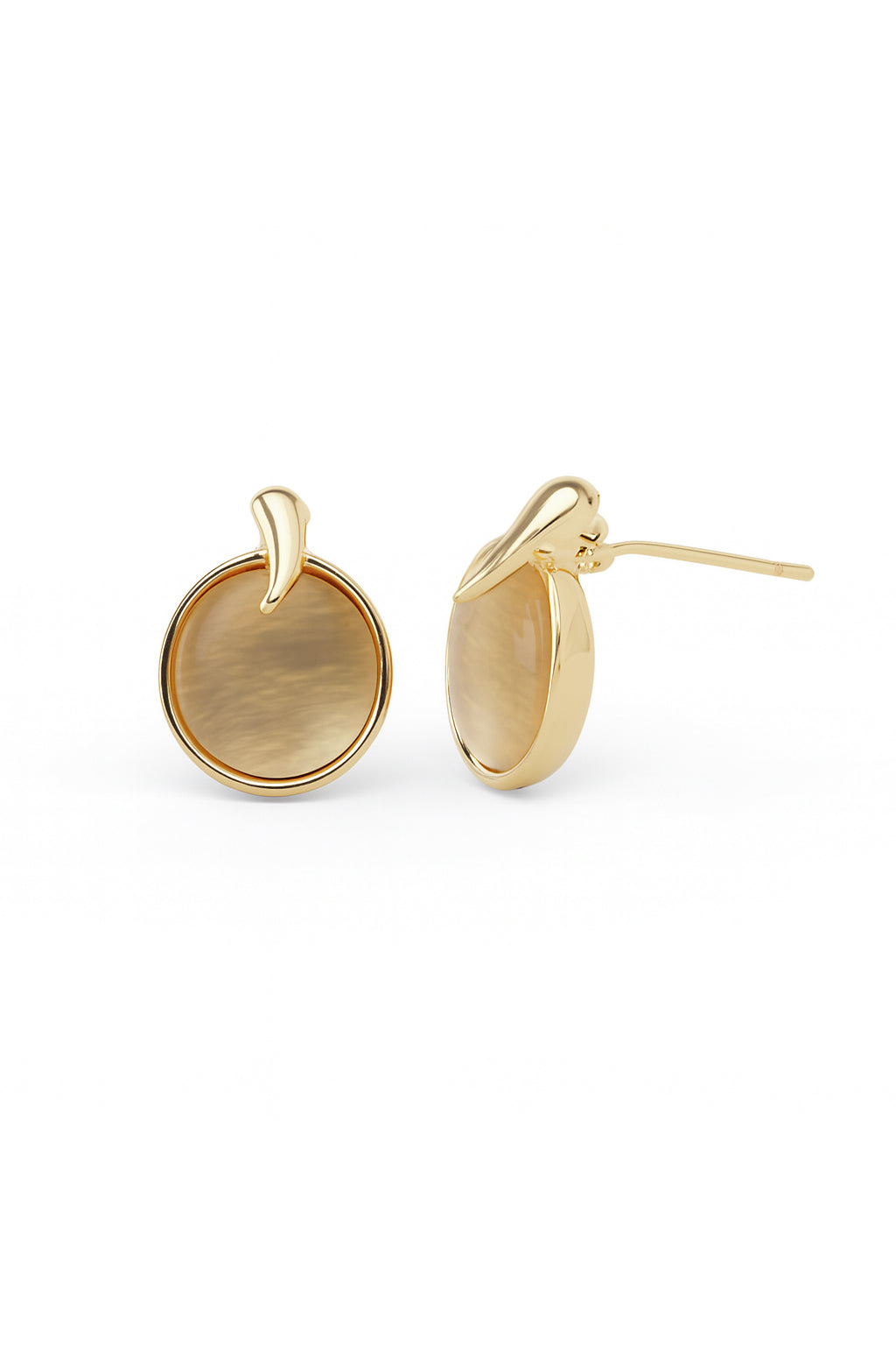 Jewello dainty delicate gold-plated circle design stone stud anti tarnish Korean earring for women and girls.